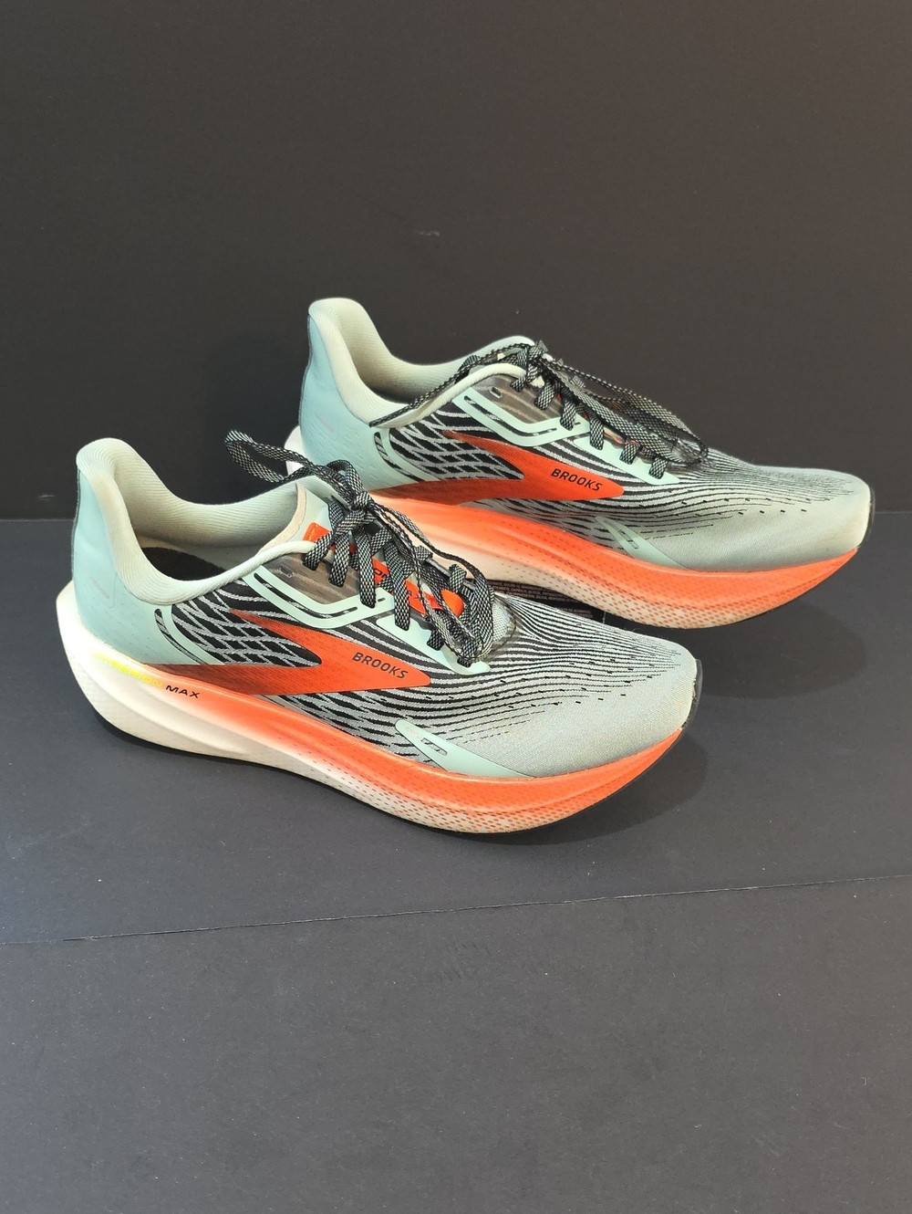 Brooks Hyperion MAX Women's  Sneakers — Mint Green and Orange Accents Size 9.5